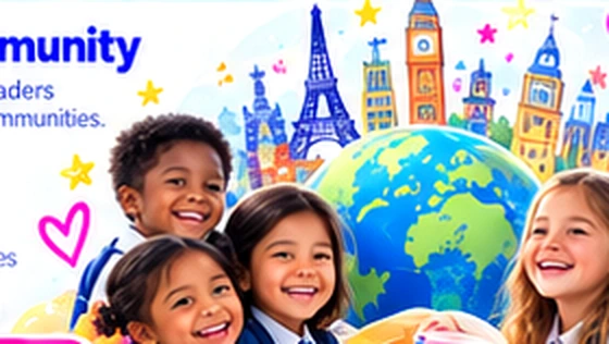 Children representing a global reading community